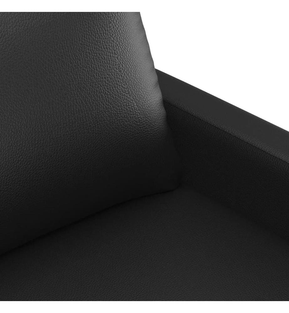 2-tlg. Sofagarnitur mit Kissen Schwarz Kunstleder