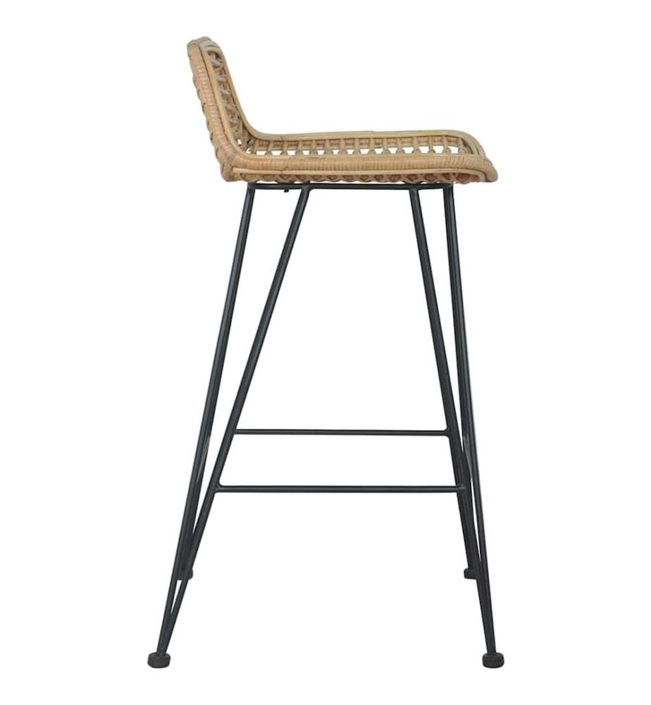 Barhocker 2 Stk. Rattan Natur