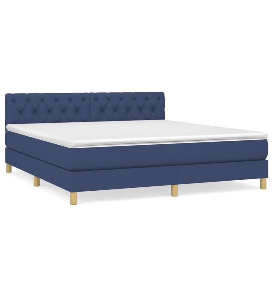 Boxspringbett mit Matratze Blau 160x200 cm Stoff