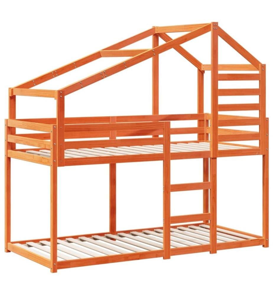 Lit superposé sans matelas cire marron 90x200 cm pin massif