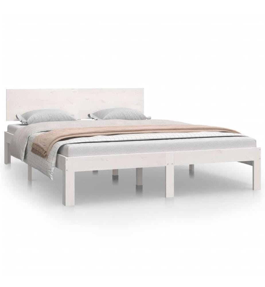 Cadre de lit sans matelas blanc bois de pin massif 140x200 cm