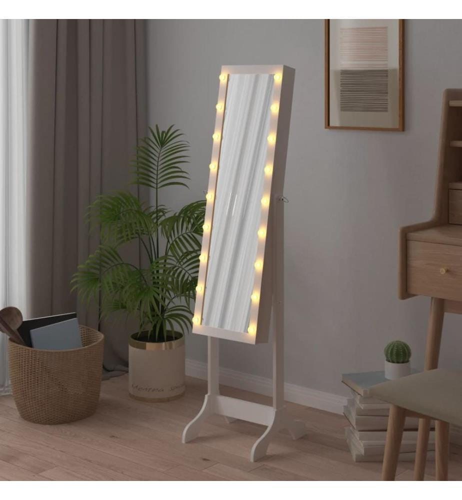 Standspiegel mit LED Weiss 34x37x146 cm