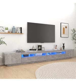 TV-Schrank mit LED-Leuchten Betongrau 300x35x40 cm