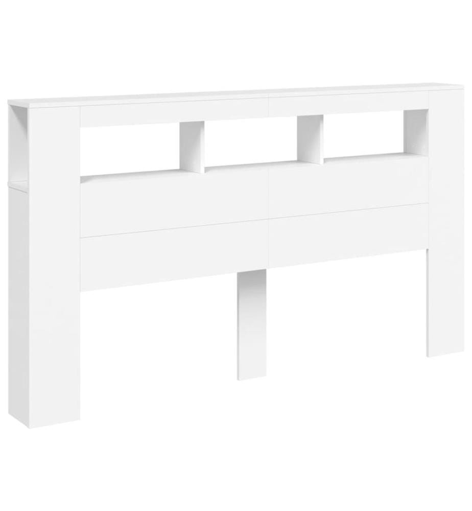 Tête de lit à LED blanc 180x18,5x103,5 cm bois d'ingénierie
