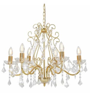 Kronleuchter mit Kristallperlen Golden Rund 6×E14
