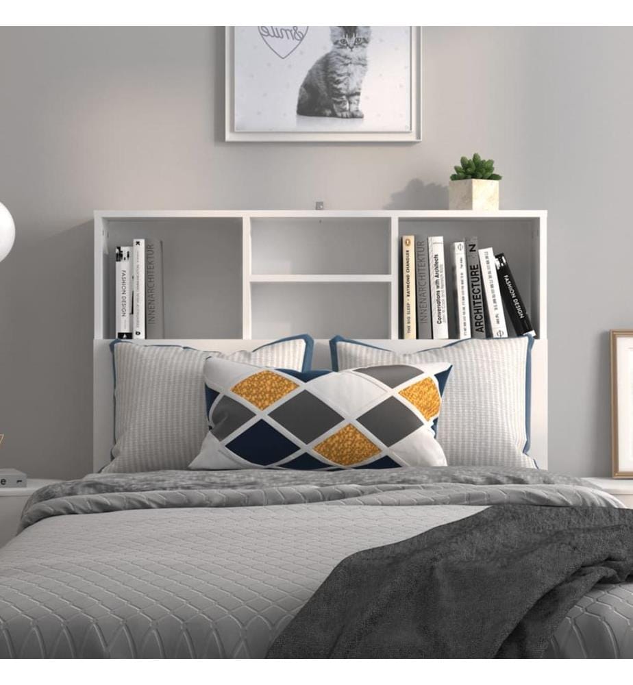 Armoire de tête de lit Blanc 100x19x103,5 cm