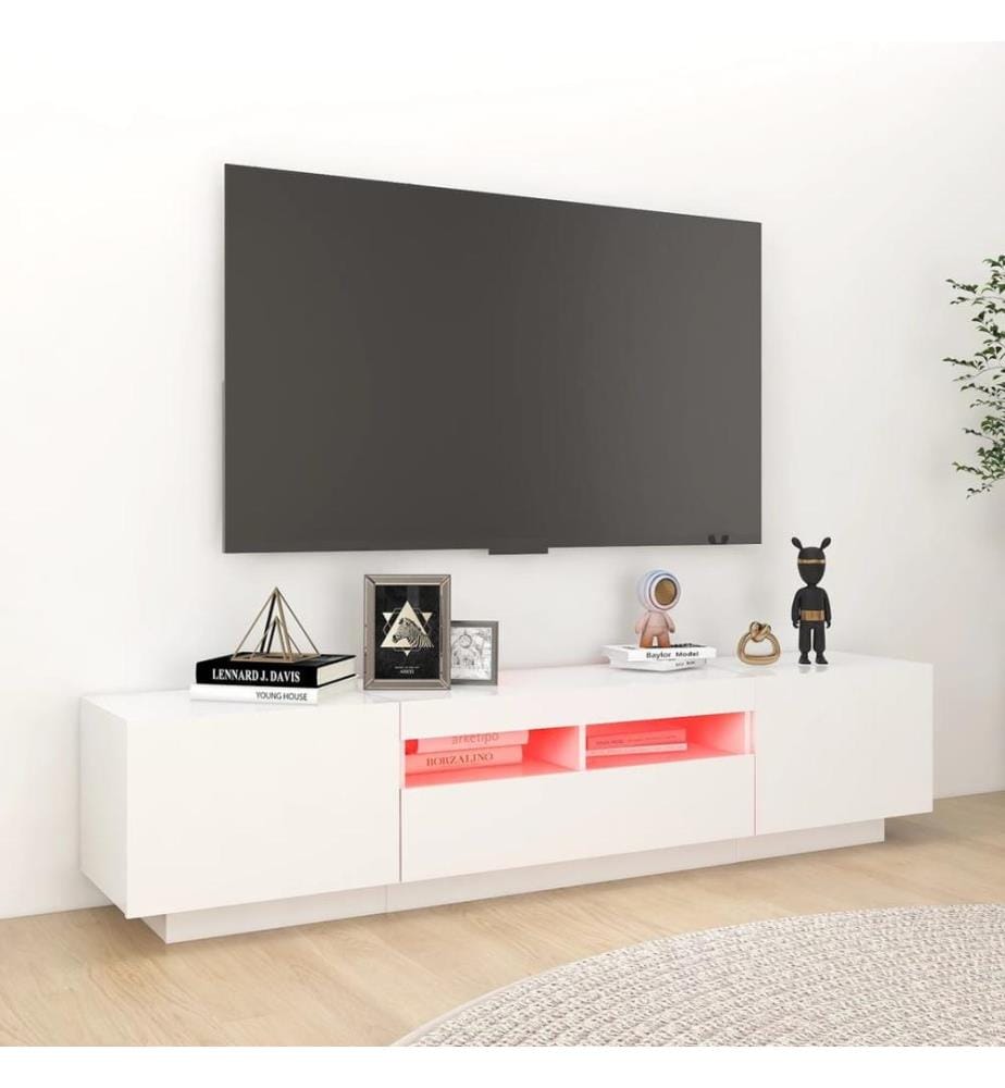 TV-Schrank mit LED-Leuchten Weiss 180x35x40 cm