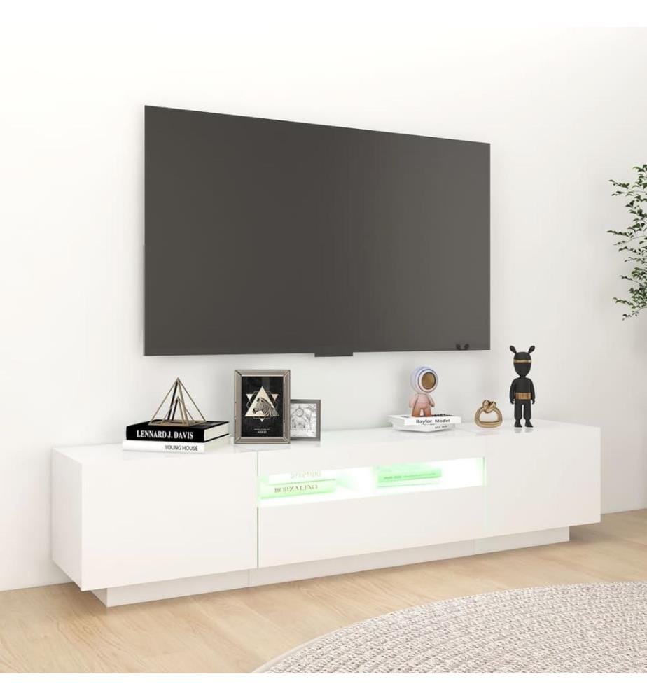 TV-Schrank mit LED-Leuchten Weiss 180x35x40 cm