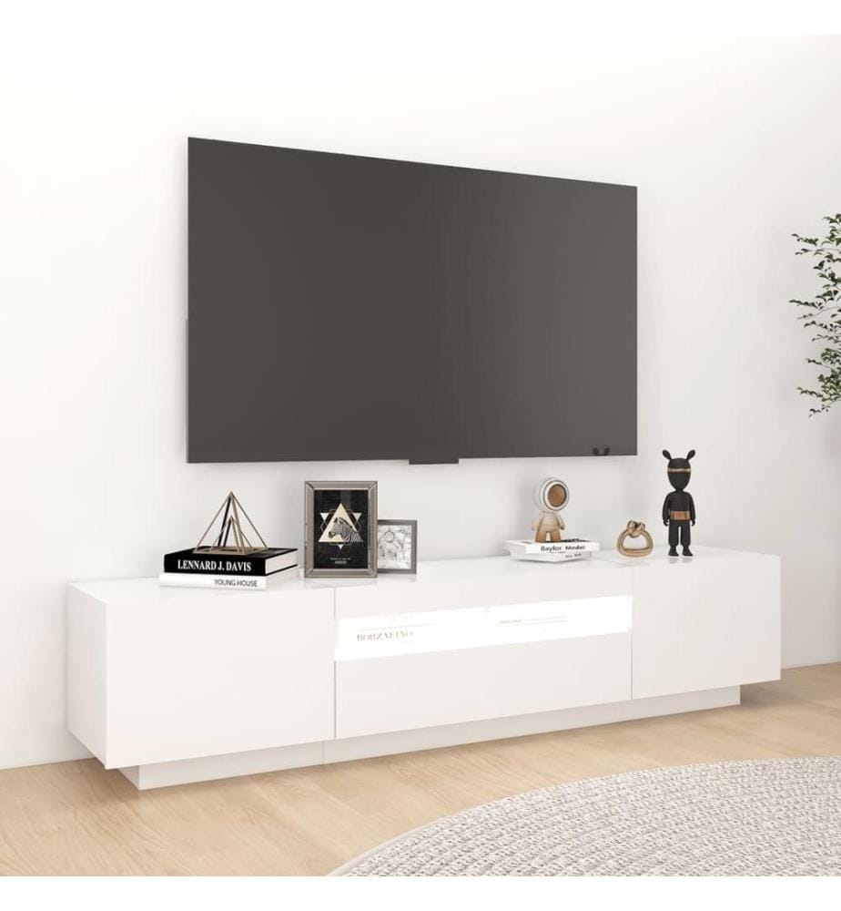 TV-Schrank mit LED-Leuchten Weiss 180x35x40 cm