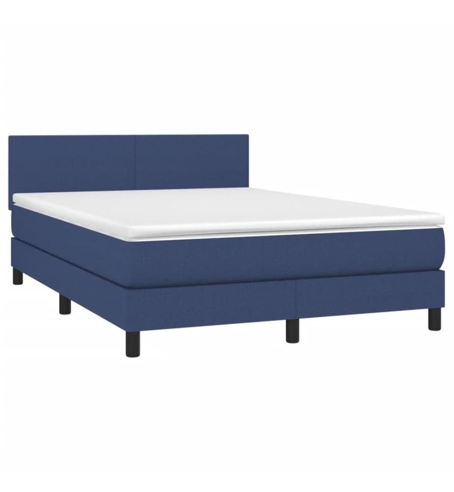 Boxspringbett mit Matratze Blau 140x200 cm Stoff