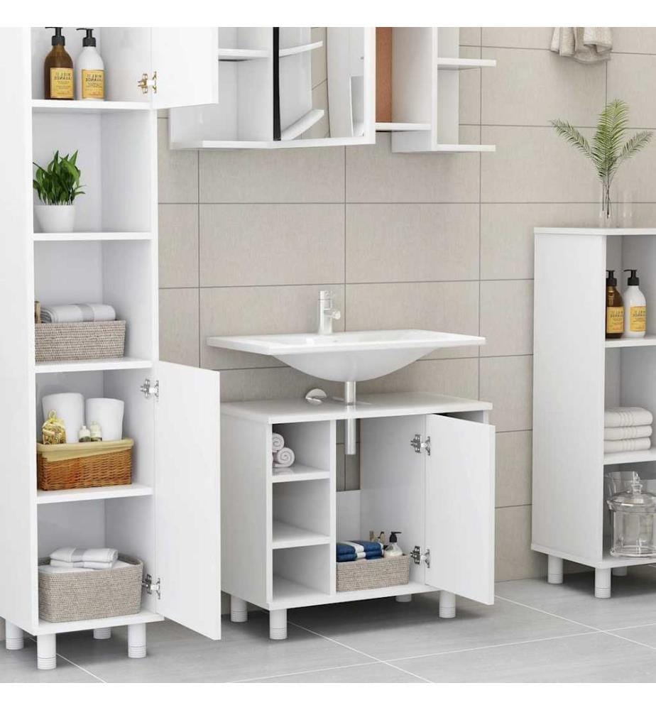 Badezimmerschrank Weiss 60x32x53,5 cm Holzwerkstoff