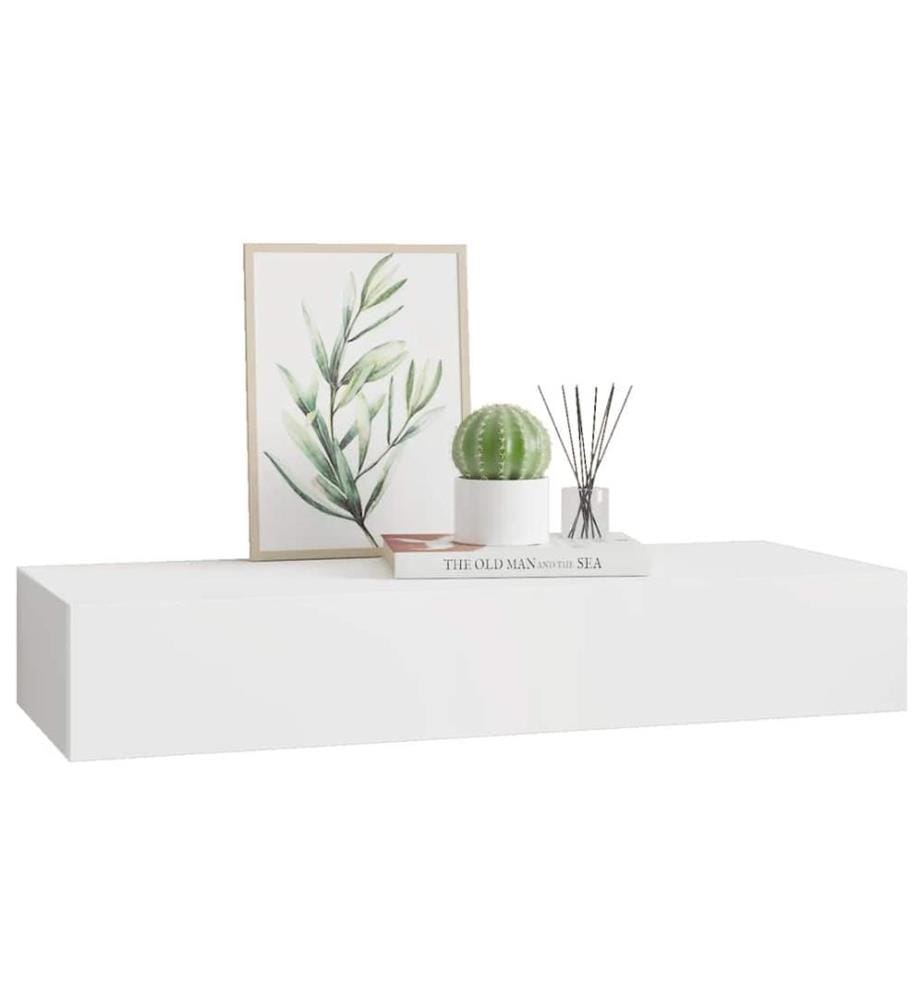 Wandregal mit Schublade Weiss 60x23,5x10 cm MDF