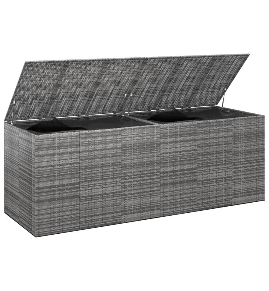 Garten-Kissenbox PE Rattan 291x100,5x104 cm Grau