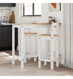 Barstühle 2 Stk. Weiss Massivholz Kiefer