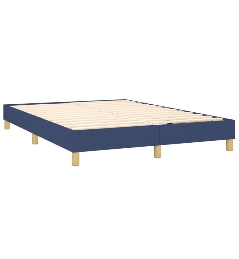 Boxspringbett mit Matratze Blau 140x190 cm Stoff