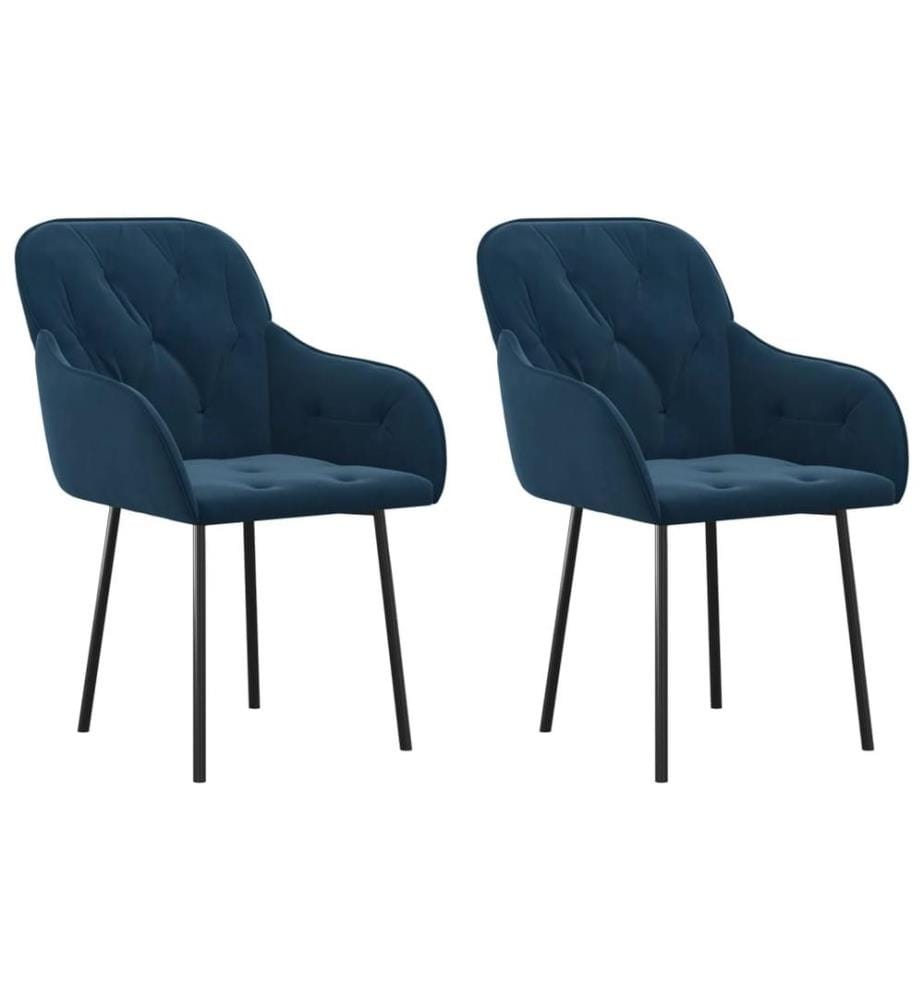Esszimmerstühle 2 Stk. Blau Samt