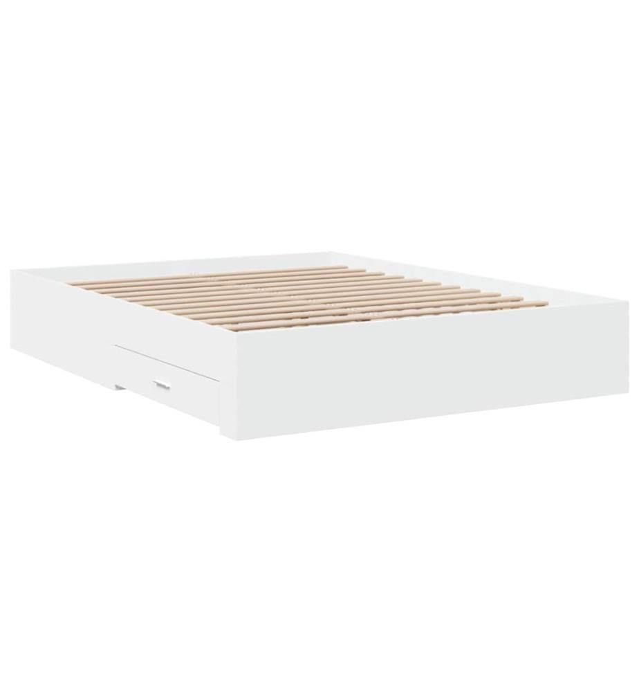 Bettgestell mit Schubladen Weiss 160x200 cm Holzwerkstoff