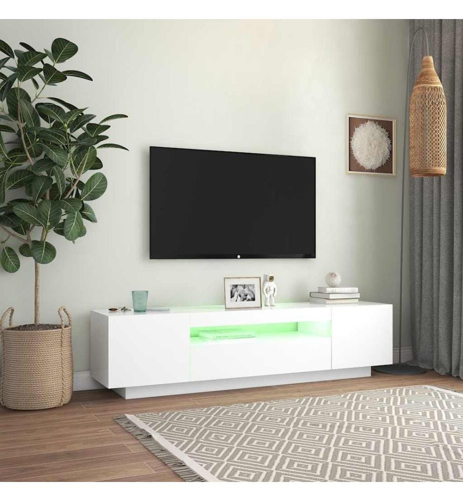 TV-Schrank mit LED-Leuchten Weiss 160x35x40 cm