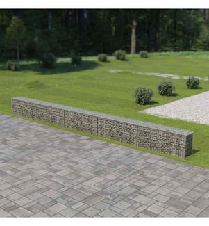 Gabionenwand mit Abdeckung Verzinkter Stahl 600×30×50 cm