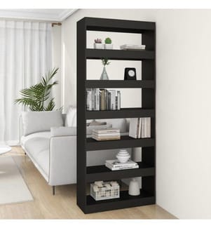 Bücherregal/Raumteiler Schwarz 80x30x198 cm Holzwerkstoff
