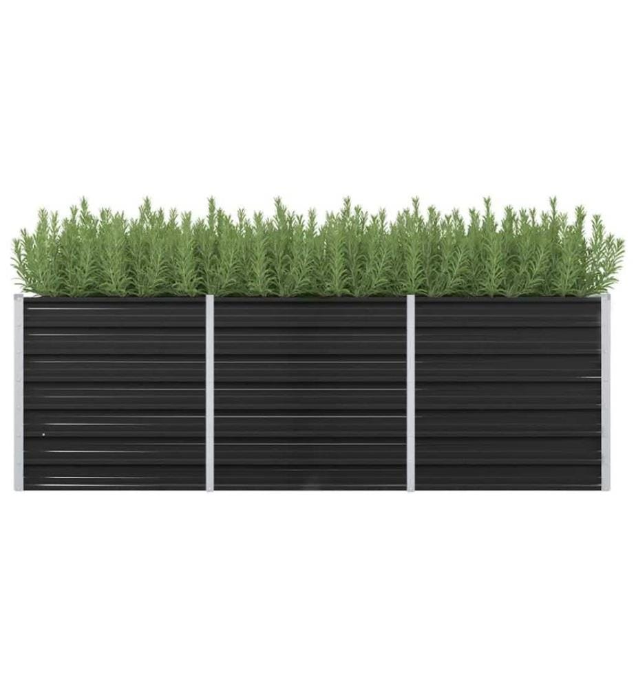 Lit surélevé de jardin Anthracite 240x80x77 cm Acier galvanisé