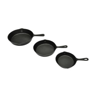 3-tlg. Steakpfannen Set Gusseisen