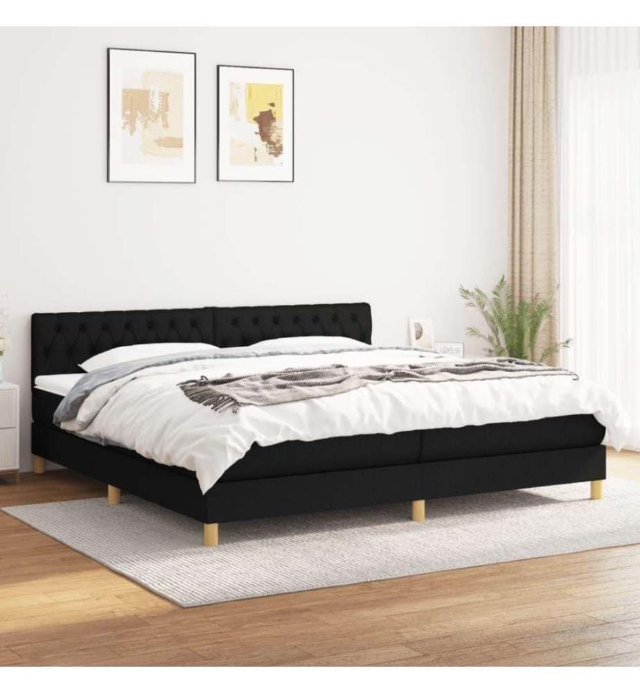 Boxspringbett mit Matratze Schwarz 200x200 cm Stoff