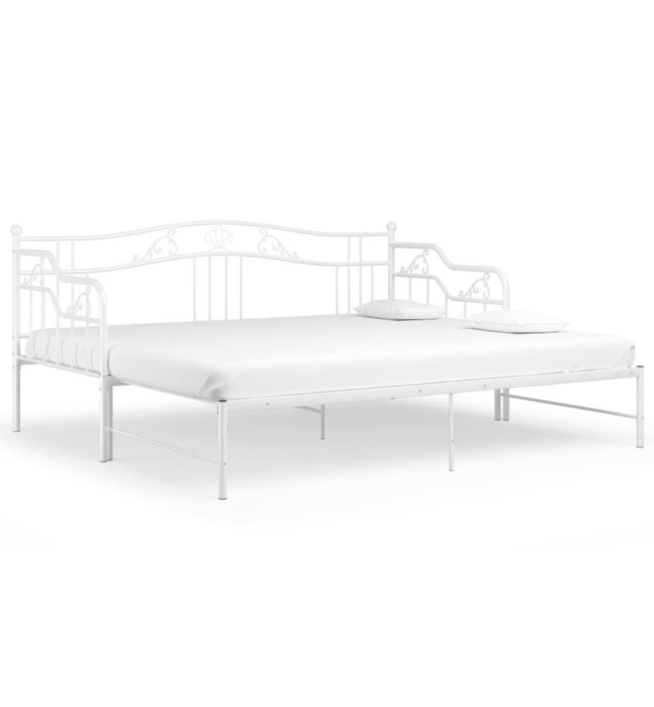 Ausziehsofa Bettgestell Weiss Metall 90x200 cm