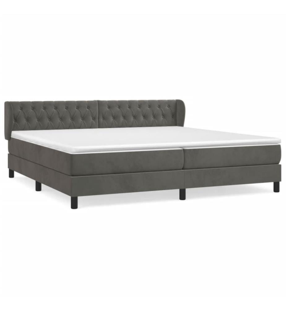 Boxspringbett mit Matratze Dunkelgrau 200x200 cm Samt