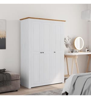 Kleiderschrank 3-Türig Weiss 118×50×171,5 cm Kiefer Panama Serie