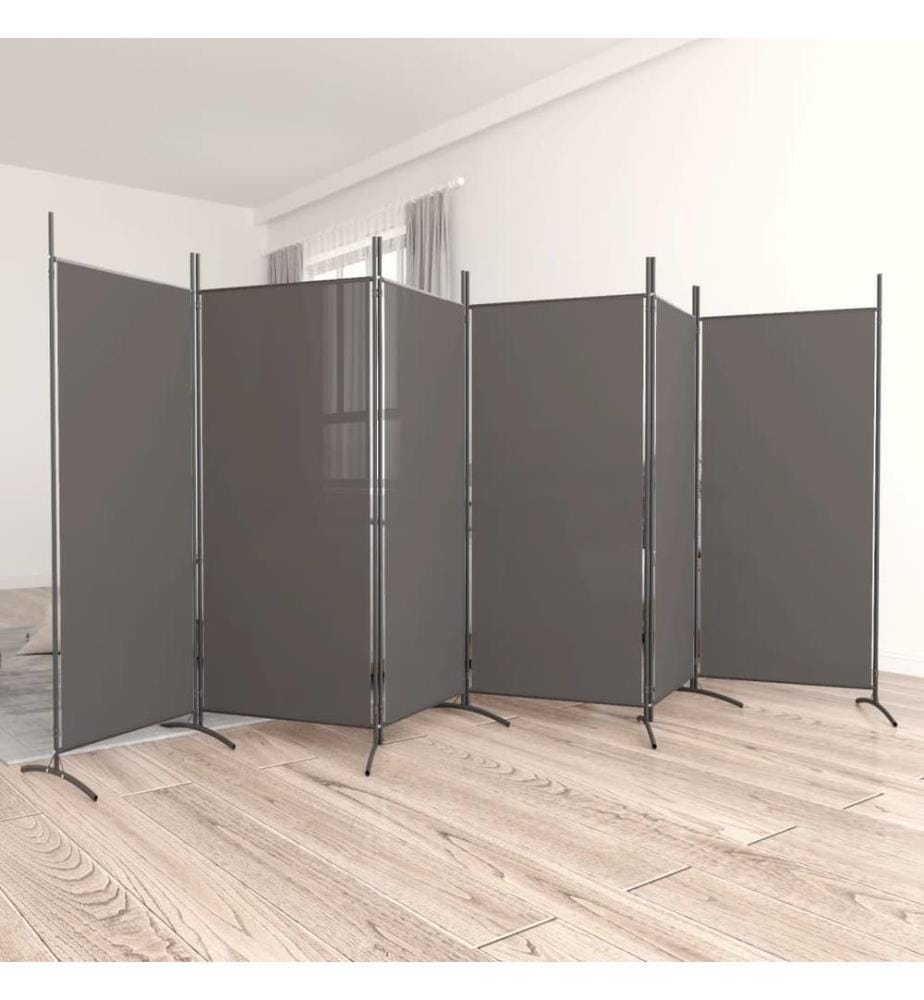 6-tlg. Paravent Anthrazit 520x180 cm Stoff