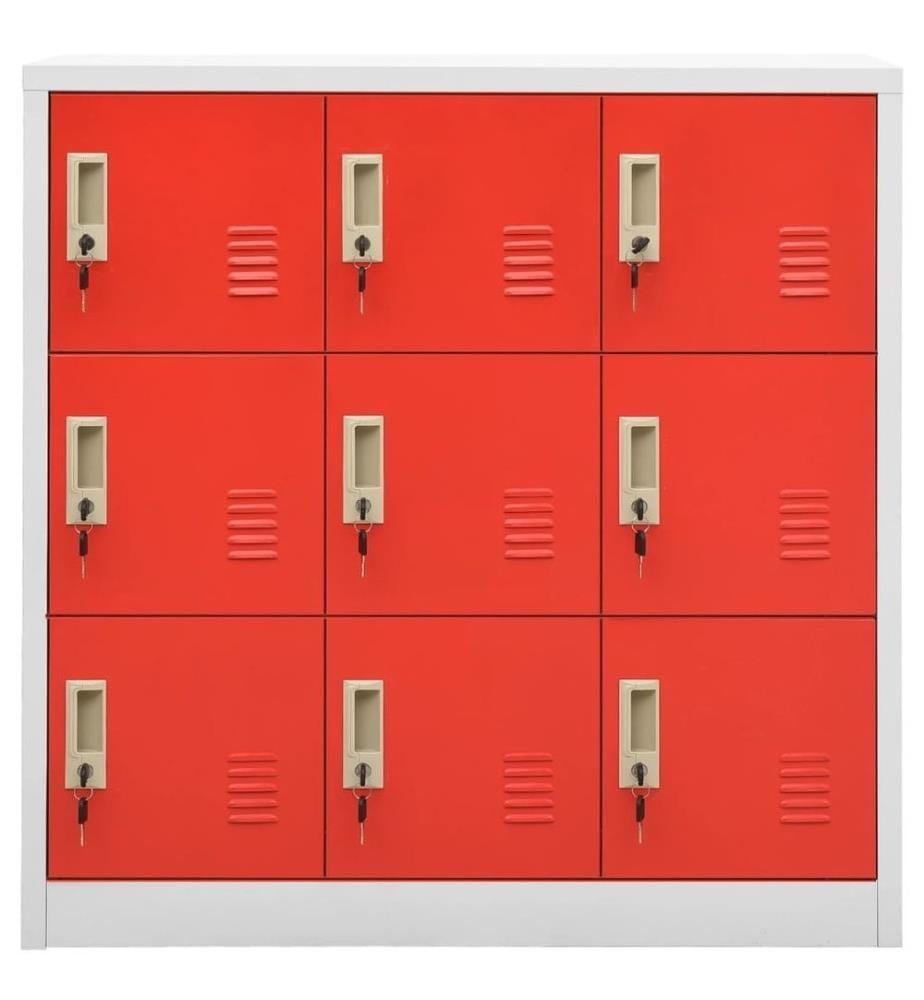 Schliessfachschrank Hellgrau und Rot 90x45x92,5 cm Stahl