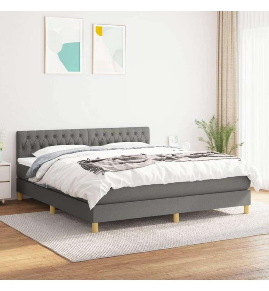 Boxspringbett mit Matratze Dunkelgrau 180x200 cm Stoff