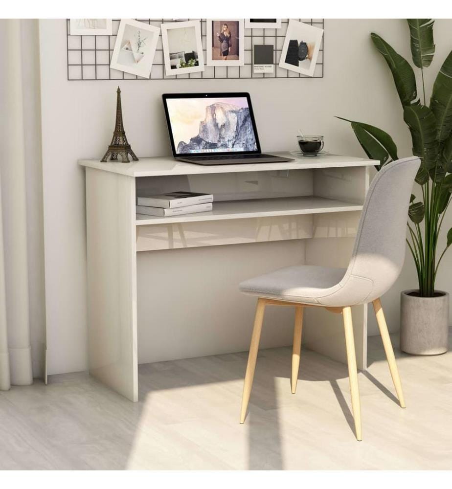 Bureau Blanc brillant 90x50x74 cm Bois d'ingénierie