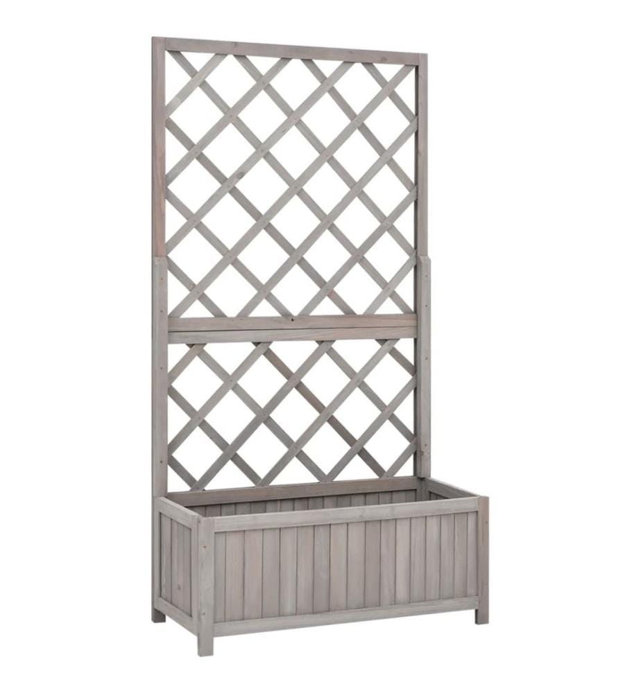 Garten-Spalier mit Blumenkasten Grau 70x30x135 cm Tannenholz