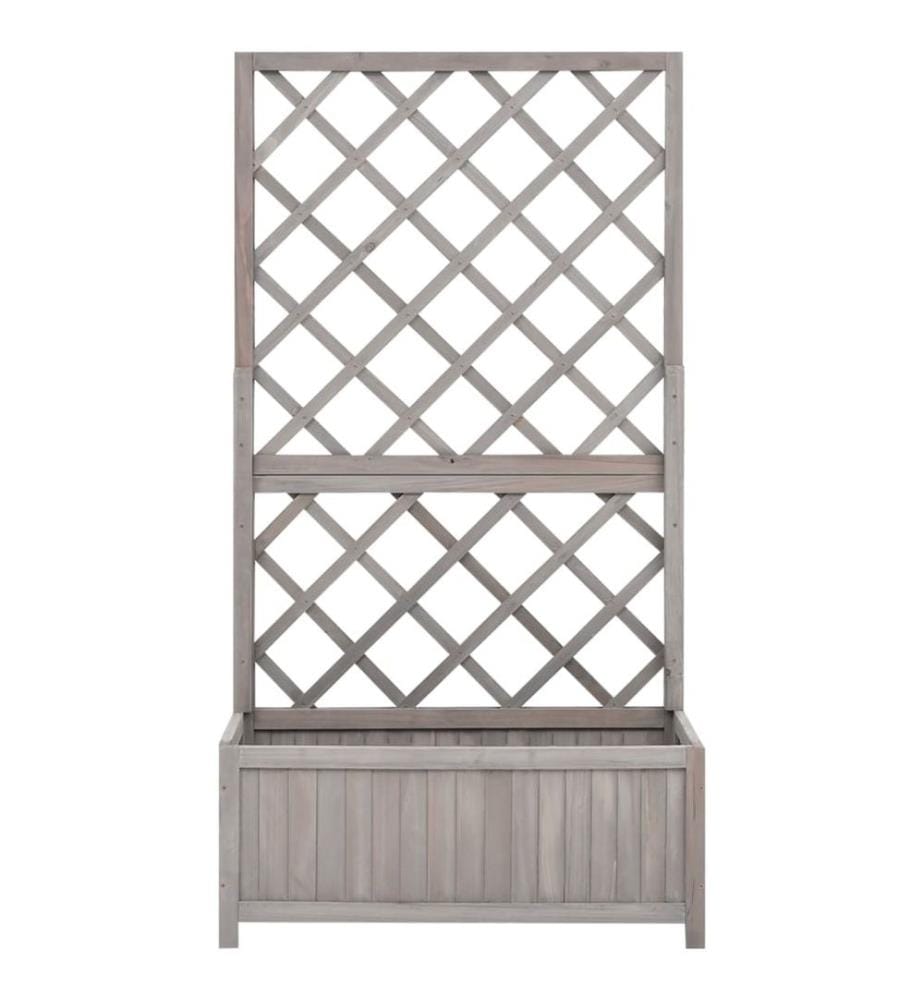 Garten-Spalier mit Blumenkasten Grau 70x30x135 cm Tannenholz