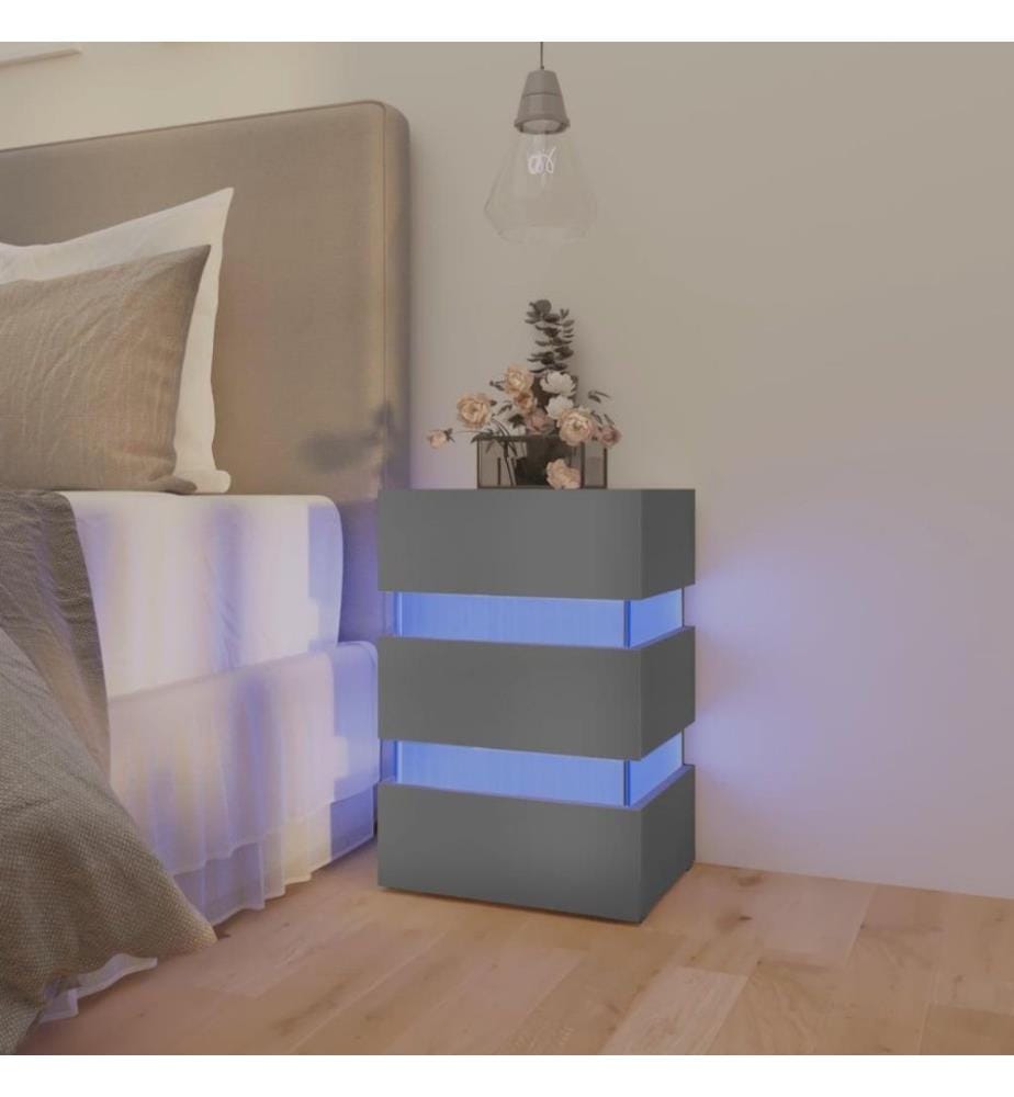 LED-Nachttisch Grau 45x35x67 cm Holzwerkstoff