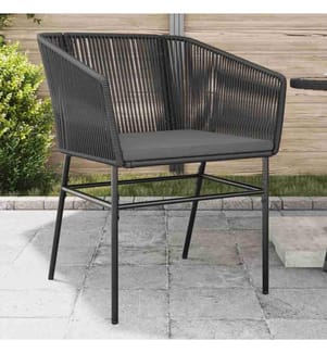 Chaises de jardin lot de 2 avec coussins noir résine tressée