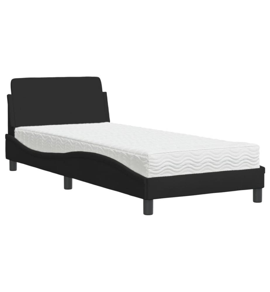 Bett mit Matratze Schwarz 90x190 cm Stoff