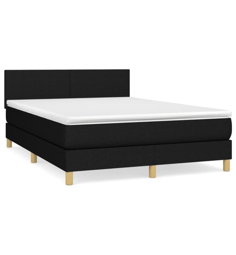 Boxspringbett mit Matratze Schwarz 140x190 cm Stoff