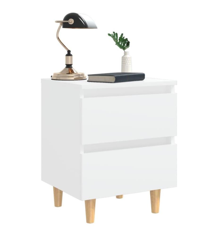 Tables de chevet avec pieds en pin 2 pcs Blanc 40x35x50 cm