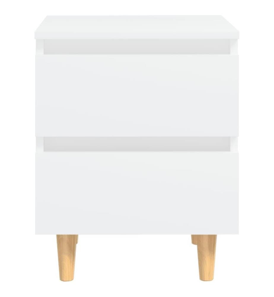 Tables de chevet avec pieds en pin 2 pcs Blanc 40x35x50 cm