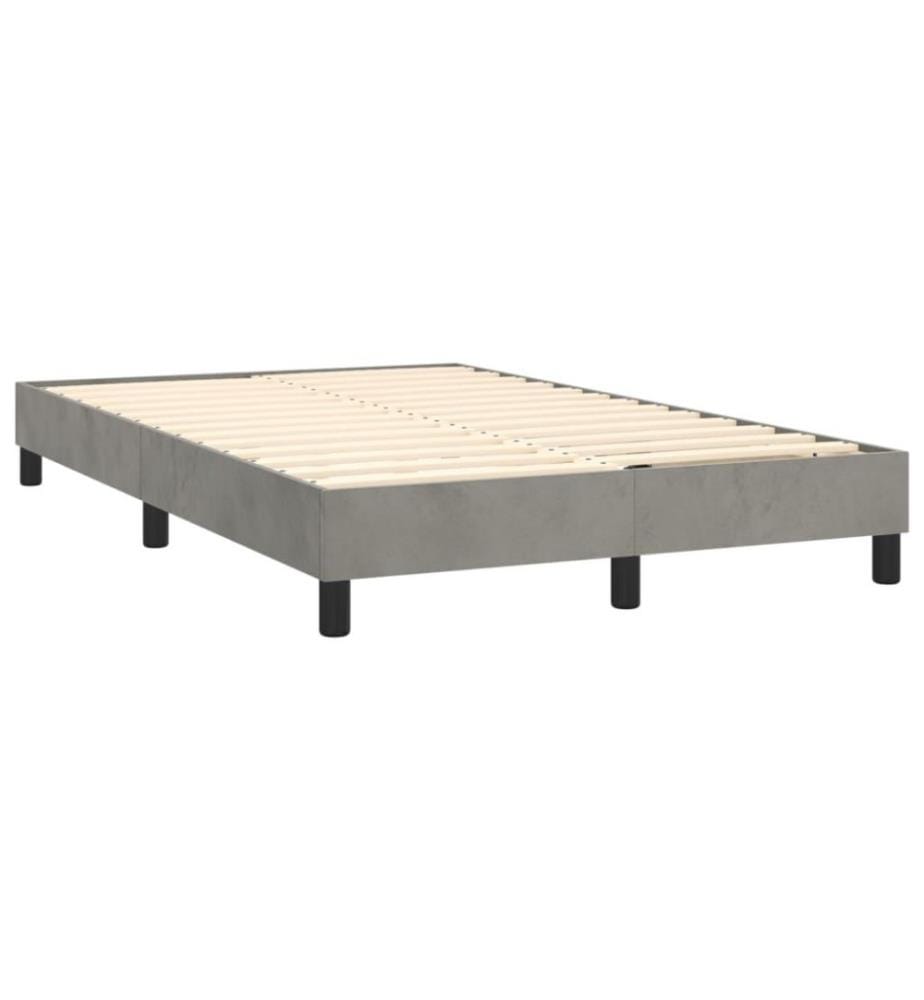 Boxspringbett mit Matratze & LED Hellgrau 120x200 cm Samt
