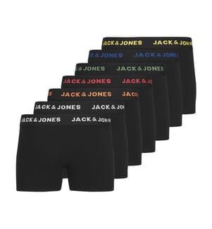 GIFT - Set aus 7 Basic-Boxershorts - Schwarz mit verschiedenfarbigen Bündchen