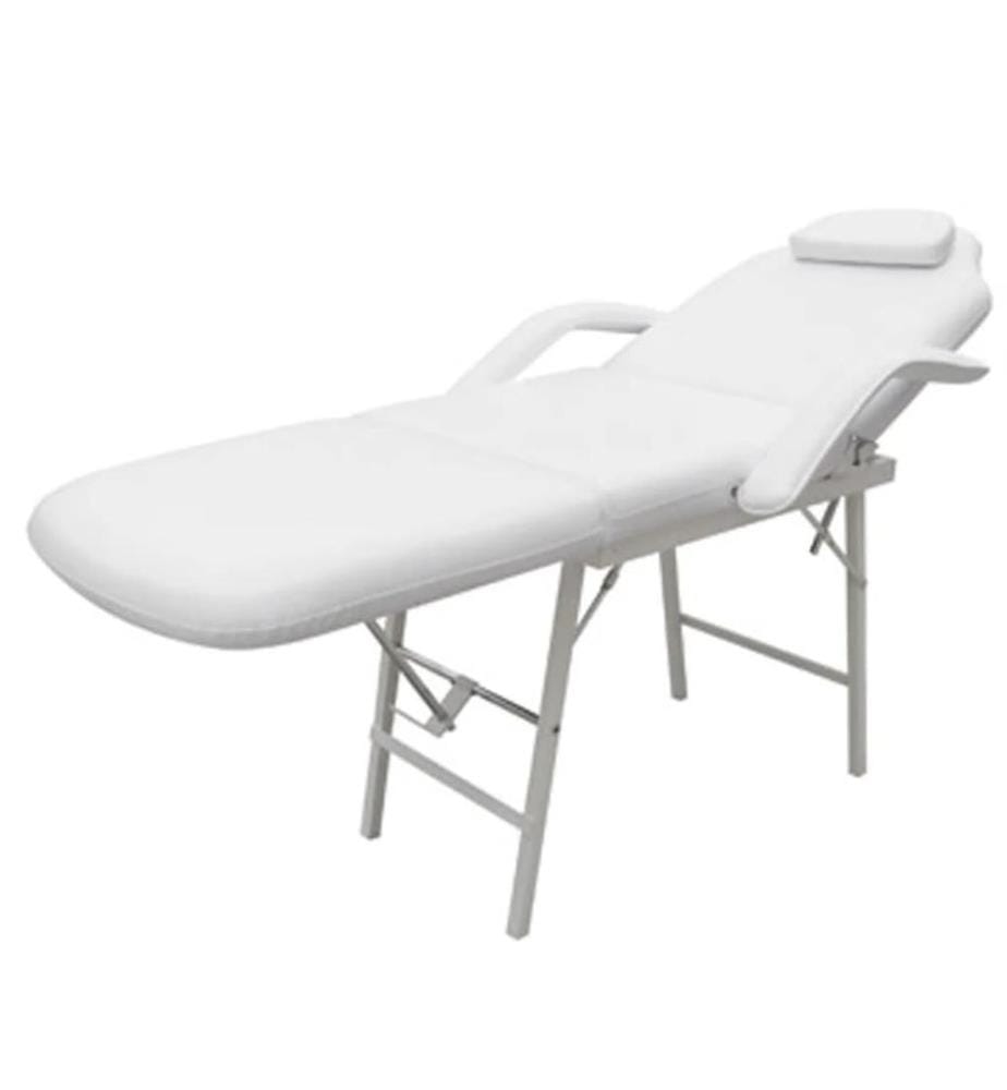 Kosmetikstuhl Tragbar Kunstleder 185×78×76 cm Weiss