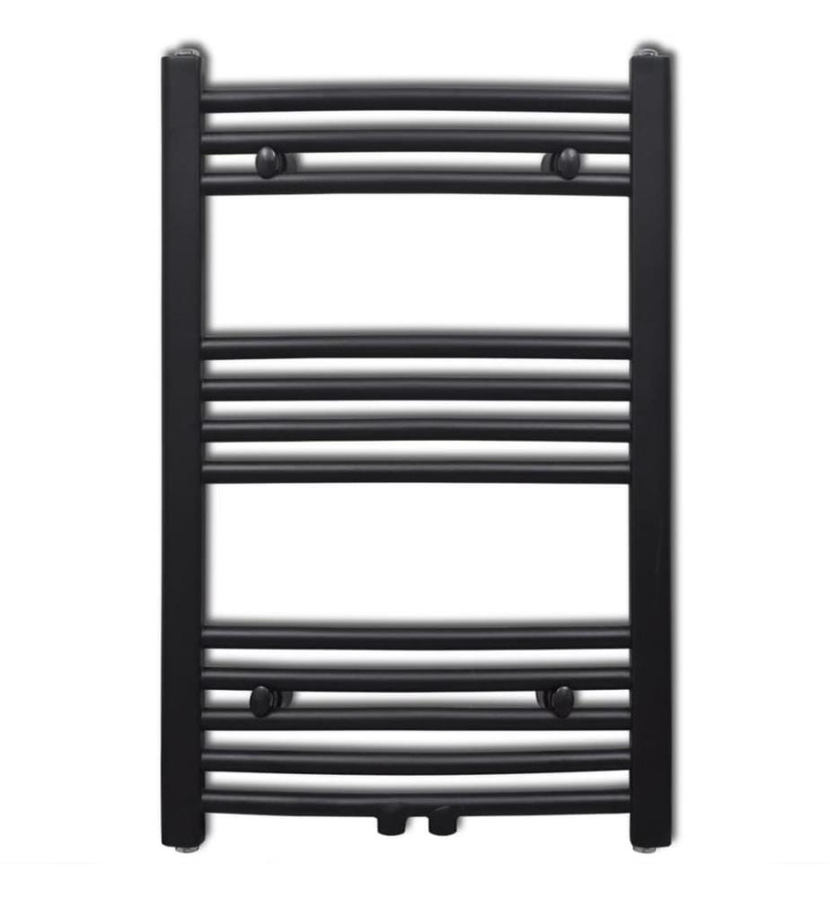 Sèche-serviettes eau chaude à rails incurvés noir 500 x 764 mm