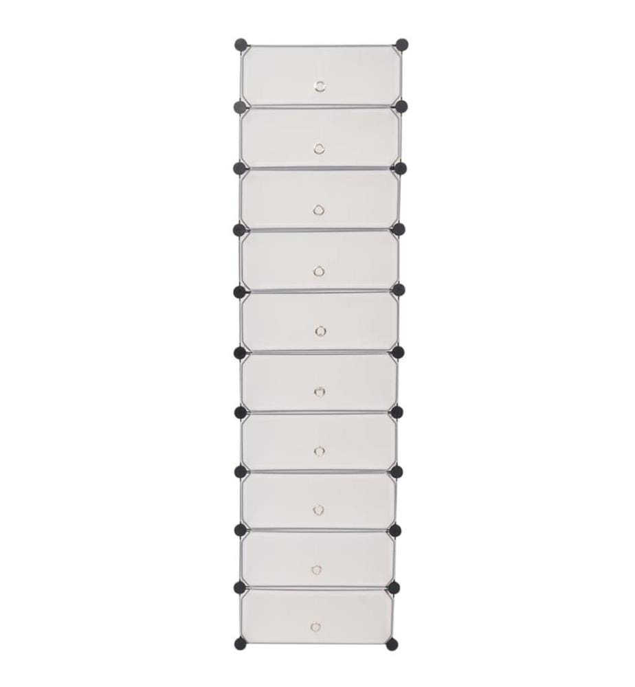Schuh-Organizer Zusammenklappbar mit 10 Fächern Weiss