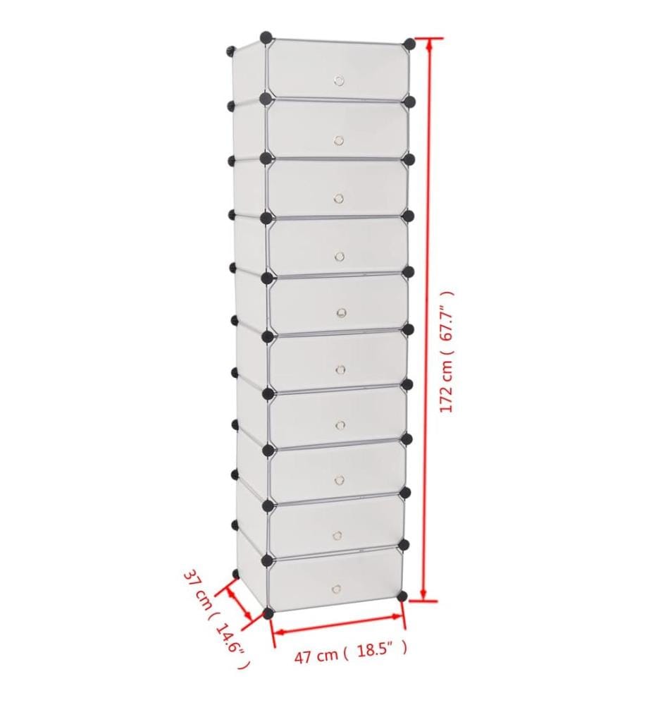 Schuh-Organizer Zusammenklappbar mit 10 Fächern Weiss