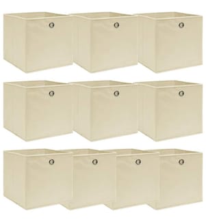 Boîtes de rangement 10 pcs Crème 32x32x32 cm Tissu