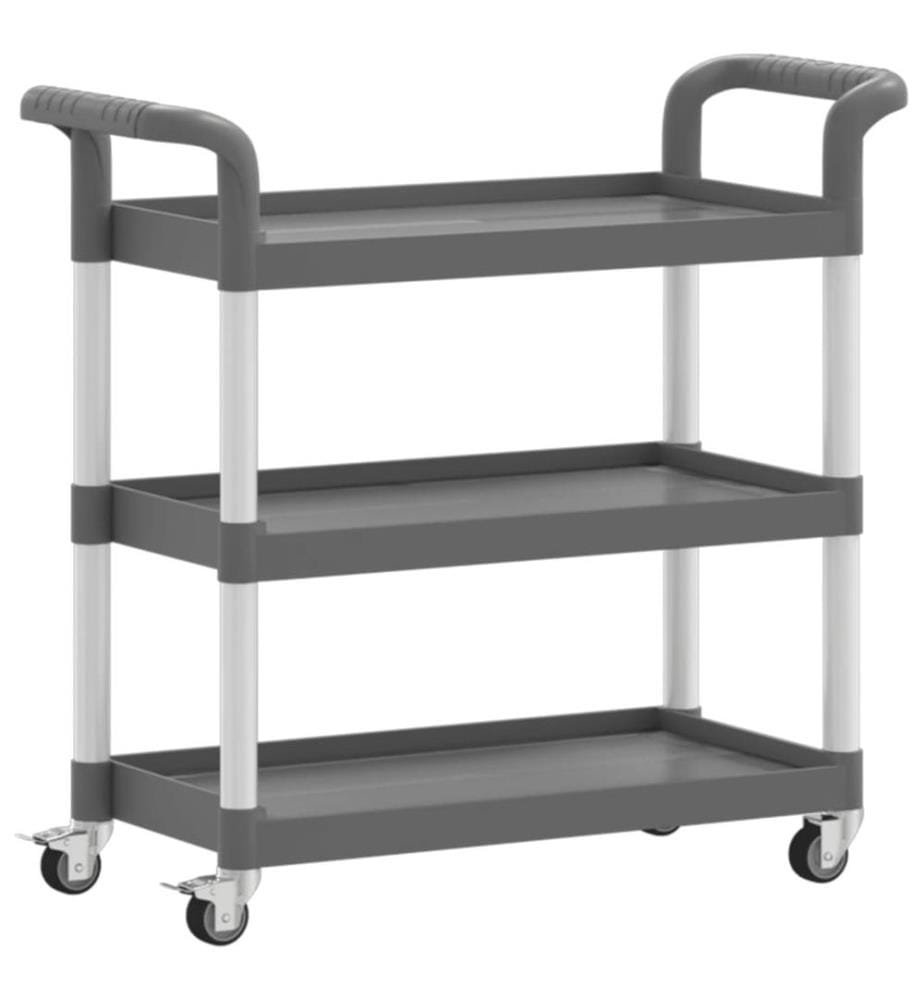 Rollwagen mit 3 Etagen Grau 77x34x72 cm Aluminium